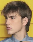 Cool haircut zith ruffled bangs for men