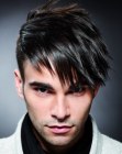 Men's cut with straightened top hair