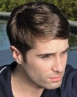 Men's hair styled with wet gel