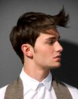 Male short back and sides haircut with long bangs