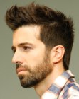 Casual young haircut and a stubble beard for men