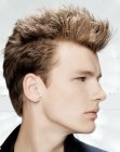 Dressy haircut with upright sections for men