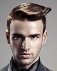 Hairdo with asymmetrical quiff for men