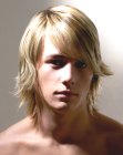 Long hairstyle for men with blond hair