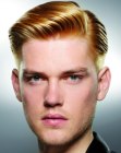 Men's hair with retro 1930s pomade styling