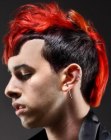 Mohawk with a mix of red and black hair