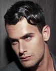 Shiny wet look hair with pomade for men