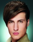 Male hair with diagonal styling