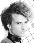 Curly men's hair with retro elements