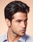 Men's hair with a back swept fringe