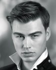 Neat cut with lifted bangs for men