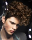 Masculine hair with slick sides and curls