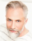 Gray and white hair combination for older men