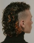Male hair with curls and shaved sides
