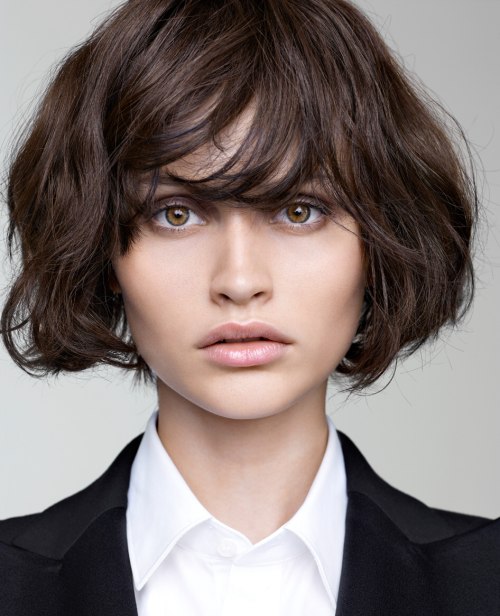 Short layered bob with a long fringe