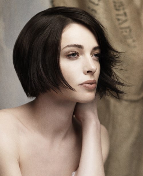 Bob haircut with upward angled sides