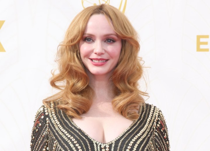 Christina Hendricks' long hair and red hair color