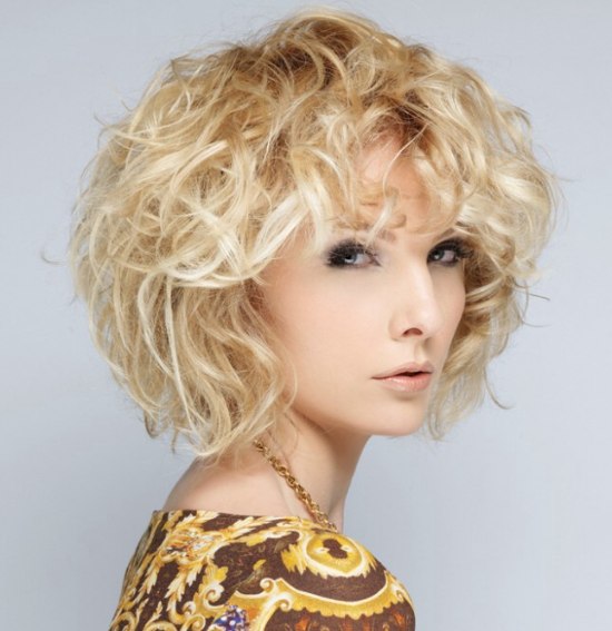 Short curly hairstyles - Angled bob with curls