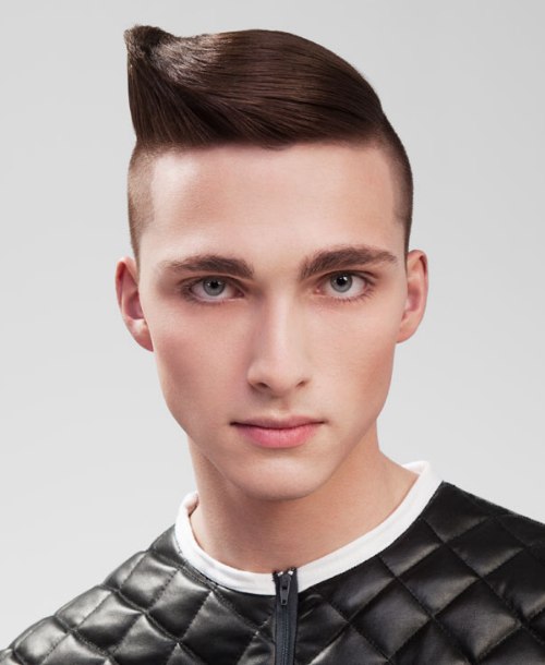 Contemporary men's hairstyle with shaved back and sides