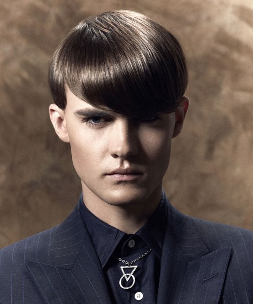 Contemporary hairstyle with long bangs for men