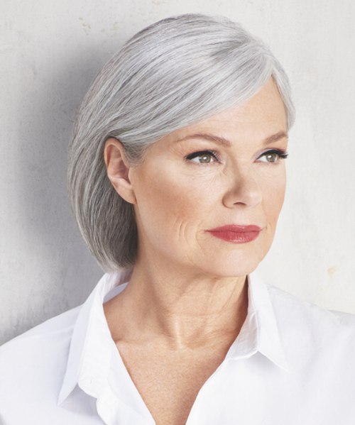 Bob hairstyle for women who have gray hair