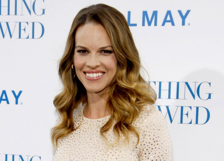 Hilary Swank's long hair that requires little time