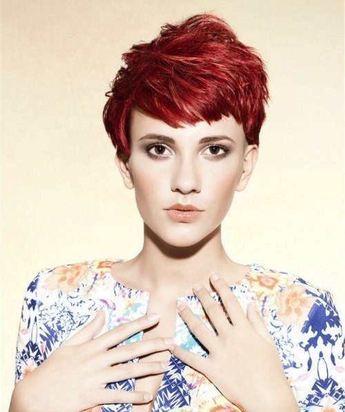 Pixie with bangs for red hair