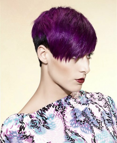 Pixie with side bangs for purple hair