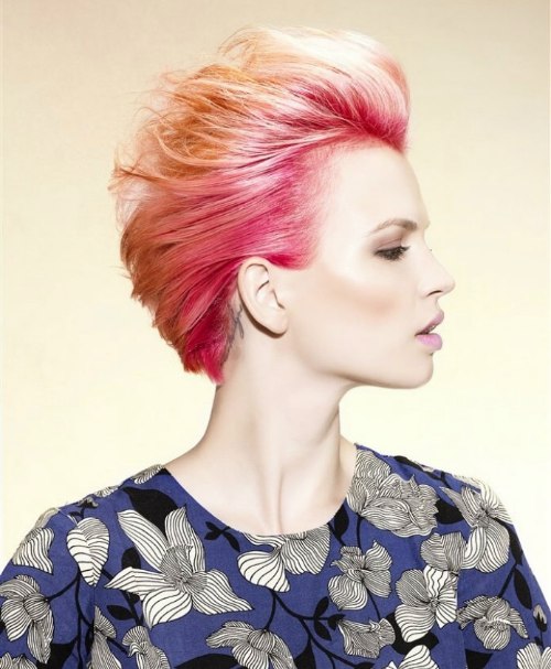 Short back combed hair with bright colors