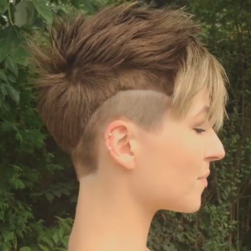 Edgy haircut with a short neck