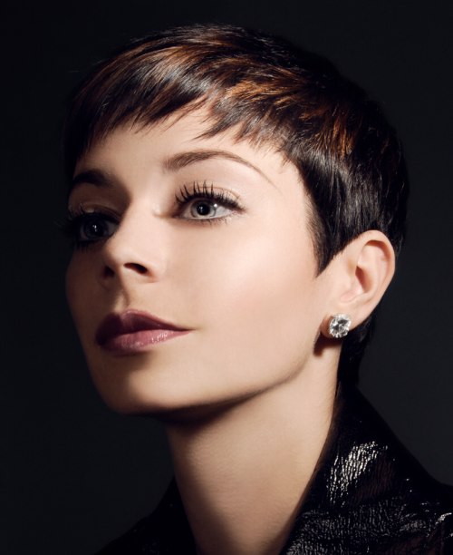 Very short pixie cut with highlights
