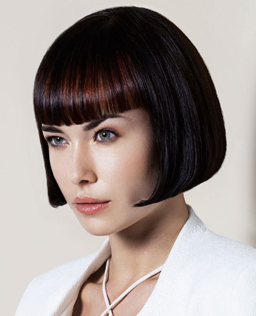Simple short bob with a fringe
