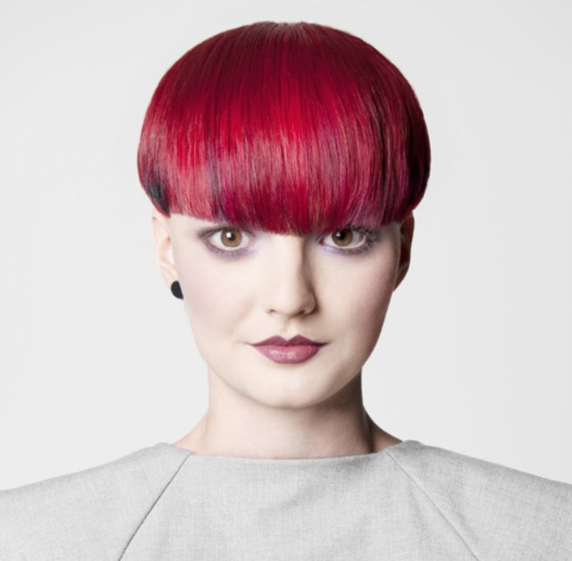 Short hairstyle for bright red hair