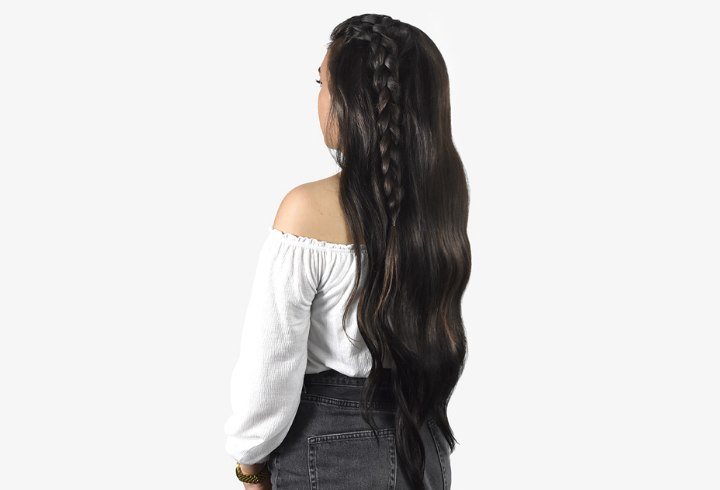 Side braid with clip in hair extensions