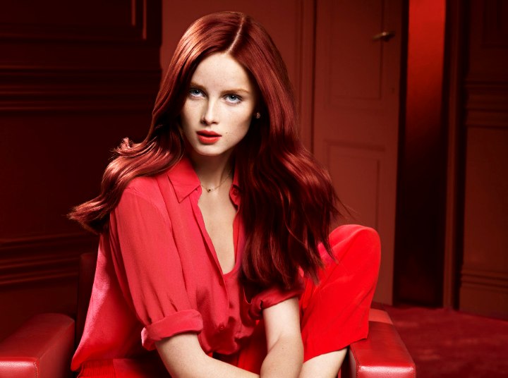 Long red hair with a silky soft shine