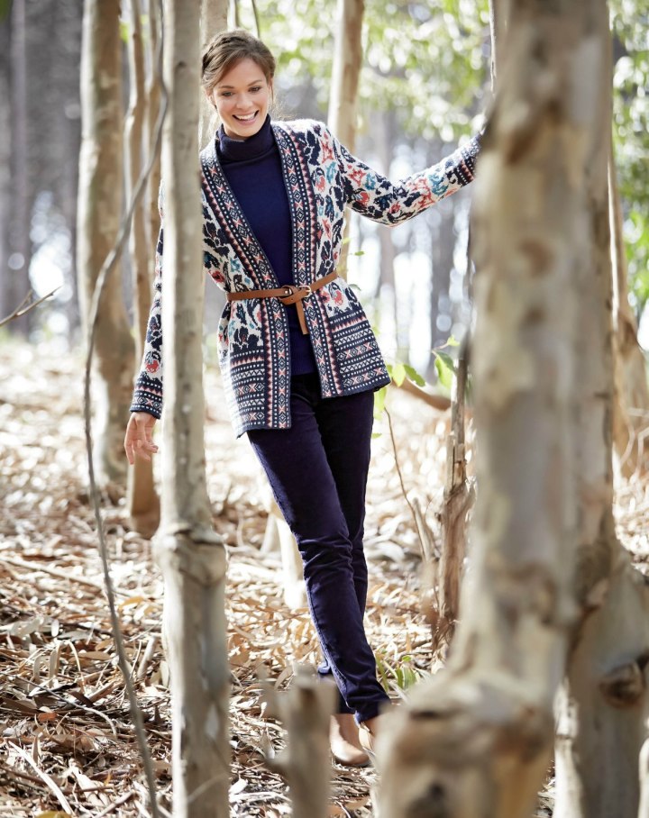 Turtleneck with cardigan look