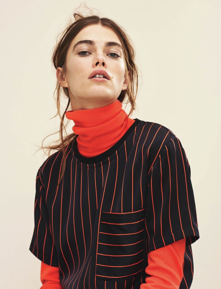 Unfolded orange turtleneck