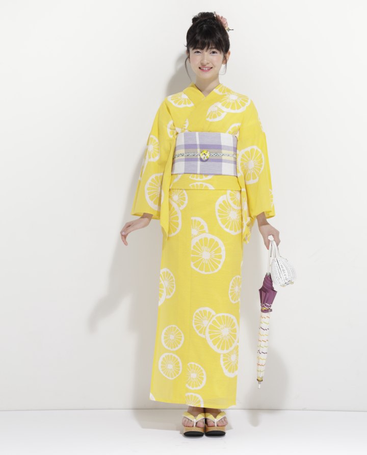 Young lady wearing a yukata kimono