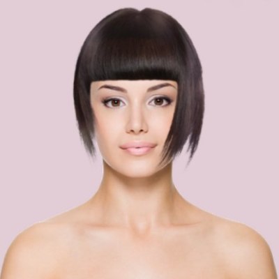 Short haircut with bangs