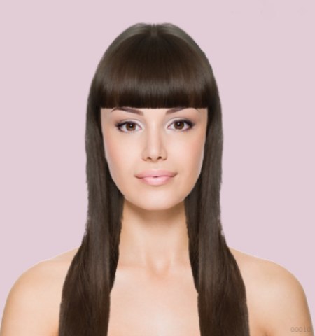 Haircut app - Long straight hair with wide bangs