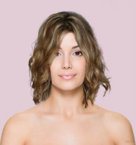 Shoulder length hair with layers and curls to try on