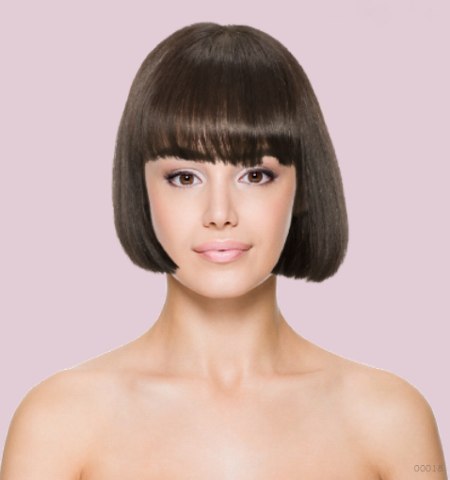Test hairstyles - Sleek chin length bob with a fringe