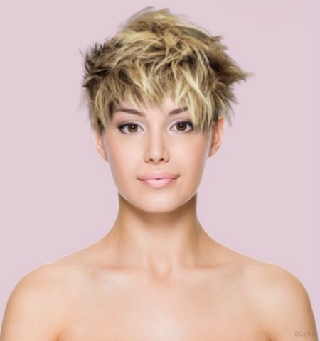 Hair simulation - Spiky pixie cut with long bangs