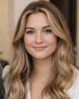 Cabelo longo com ondas douradas
