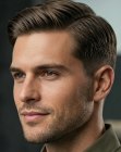 Cabelo masculino com risca lateral profunda