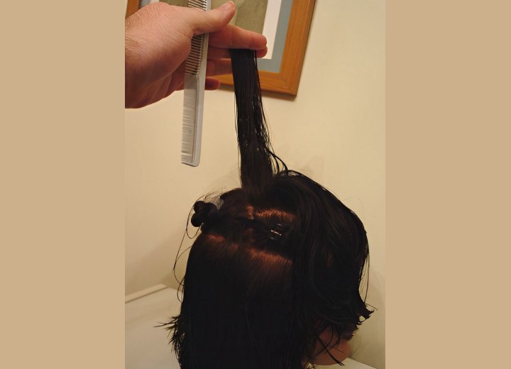 Cutting hair into a circle cut