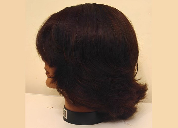 Hair in a layered circle cut