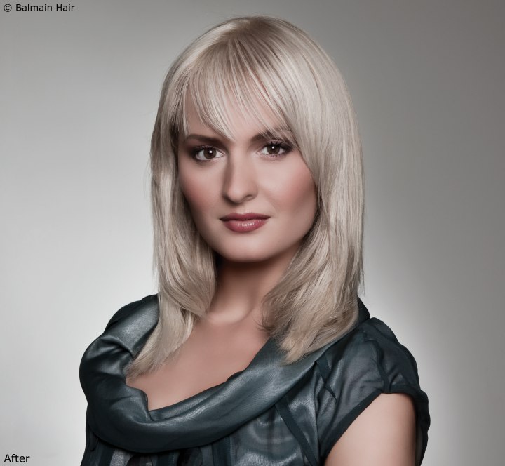 Blonde hair model after extensions