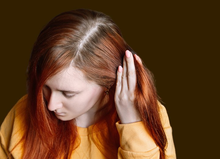 The roots of colored hair