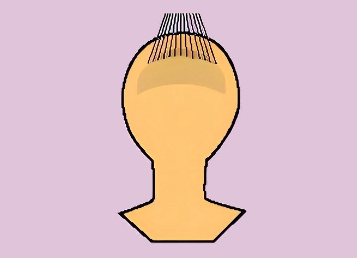 Hair with half-moon or crescent bangs